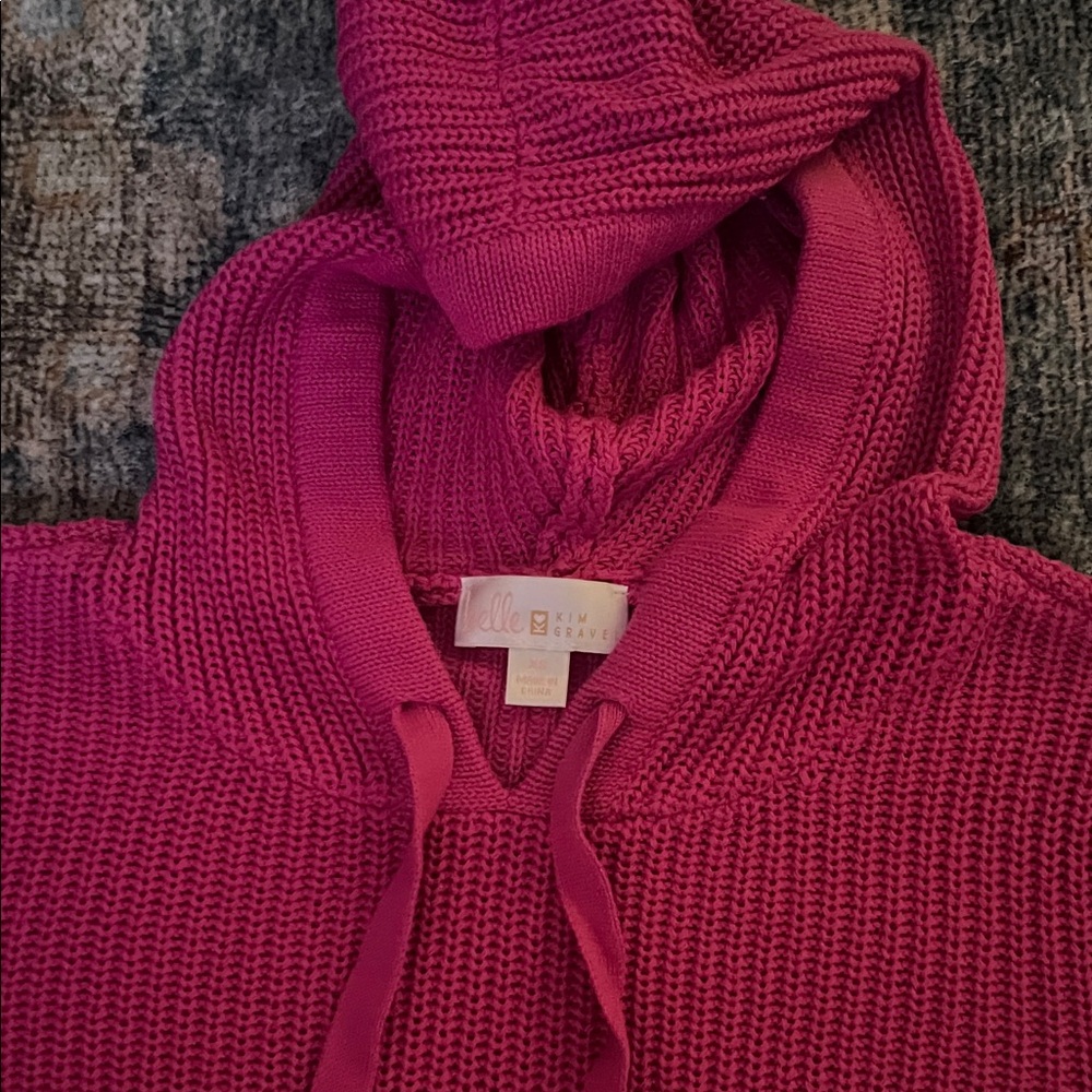 Belle by Kim Gravel Vibrant Pink Hoodie Sweater - Picture 3 of 3